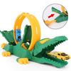 Children DIY Crocodile Ejection Rail Car Toy with 2 Cars