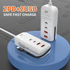 5 in 1 2 x PD 66W, 2 x USB Fast Charger Smart Power Socket, Length:1m(UK Plug)