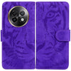 For Realme 13+ Global Tiger Embossing Pattern Flip Leather Phone Case(Purple)