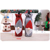 Christmas Machine Embroidered Faceless Old Man Wine Bottle Bags Table Decorations(Red)