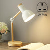T1062 Dormitory Eye Protection Desk Lamp Bbedroom Bedside Wood Lamp, Power source: UK Plug(White)