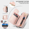 For iPhone 11 Double Flap Zipper RFID Leather Phone Case with Short Lanyard(Rose Gold)