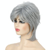 Short Hair Female Wigs Fluffy Fiber Set(Silver White)