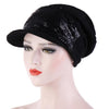 Women Breathable Wild Empty Top Hat Sequined Turban Hat, Size:One Size(Black)