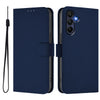 For Samsung Galaxy A26 5G Skin Feel Solid Color Leather Phone Case with Lanyard(Navy Blue)