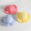 Pink Grid Dog & Cat Summer Sun Hat, M (30-50cm)