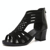 Crystal Hollow Out Peep Toe Wedges Sandals, Size:36(Black)