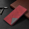 For Galaxy S20+ Rhombus Texture Horizontal Flip Magnetic Leather Case with Holder & Card Slots(Red)