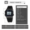 SKMEI 1698 50m Waterproof Multifunctional Sports Square Pin Buckle Luminous Digital Watch(Black Black)