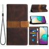 For Samsung Galaxy A02 / M02 Grid Stitching Leather Phone Case with Lanyard(Brown)