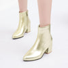 Autumn  Winter Glitter Square Heel Pointed Low-Top Women Boots, Size:40(Gold)
