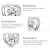 Pet Paw Print Earrings Platinum-plated Love Heart-shaped Girls Earrings, Color:Pink