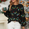 Women Christmas Sweater Sweet Loose Pullover Knit Sweater, Size: L(Black)
