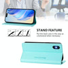 For iPhone XS Max RC01 Dual-Folded Magnetic Suction RFID Leather Phone Case(Mint Green)