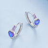 BSE865 S925 Sterling Silver Purple Opal Earrings Heart Shape Versatile Earrings