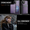 For iPhone 11 JEEHOOD J06 British Style RFID MagSafe Card Bag PU Phone Case(Purple)