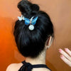 Rhinestone Butterfly Hair Clip Embroidered Ponytail Hair Clasp(Blue)