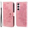 For Samsung Galaxy A36 5G / A56 5G Seven-petal Flowers Embossing Leather Phone Case(Rose Gold)