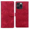 For iPhone 11 Pro Max Lace Floral Embossed Magnetic Buckle Leather Phone Case(Red)