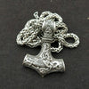 Mjolnir Pendant Viking Protective Talisman Hammer Necklace(Silver Pendant with Metal Chain)
