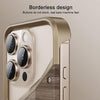 For iPhone 15 Aluminum Alloy Solid Wood Frameless Hollow Metal Phone Case(Gold)