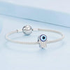 BSC730 S925 Sterling Silver Hand of Fatima Zircon Bracelet Beads