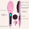 Handheld Innovative Hair Straightener Comb with LCD Temperature Display, EU Plug(Pink)