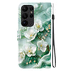 For Samsung Galaxy S23 Ultra 5G Crystal Texture Colored Drawing Leather Phone Case(Jade Flowers)