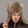 Brown Autumn and Winter Thick Warm Rabbit Fur Bomber Hat Flight Hat for Men, Hat Size:XL