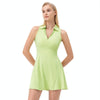 Lapel One-piece Tennis Skirt Quick-drying Breathable Waisted Sports Dress, Size: S(Green)