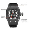 BAOGELA 224145 Barrel Skeleton Waterproof Sports Stainless Steel Silicone Men Watch(Black Shell Black Belt)