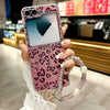 For Samsung Galaxy Z Flip5 5G Feather Leopard Pattern Integrated Phone Case with Bracelet(Purple)