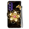 For Samsung Galaxy A16 Crystal Texture Colored Drawing Leather Phone Case(Gold Flower)