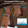 For Samsung Galaxy S21+ 5G LC.IMEEKE L3 Series Detachable RFID Card Bag Magsafe Phone Case(Brown)