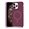 For iPhone 11 Pro Max Shockproof MagSafe Armor PC Hybrid TPU Phone Case(Wine Red+Light Pink)