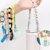 For 16-40oz Stanley Mug Lanyard Silicone Loop Boho Daisy Cute Flower Hand-Woven Mug Cover(Purple)