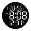 6620 12 Inch LED Simple Wall Clock Living Room Round Silent Digital Temperature And Humidity Electronic Clock(Black Frame EU Plug)