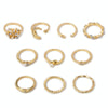 10pcs/set Moon Star Leaves Heart Rhinestone Knuckle Ring(SKU5900)