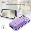 For Samsung Galaxy A55 5G Rhombic Dual Buckle Card Slots Phone Case with Lanyard(Purple)
