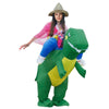 Operated Inflatable Dinosaur Fancy Polyester Dress Halloween Party Costume for Adult, Recommended Height: 1.6-1.9m(Green)