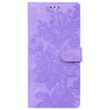 For iPhone XR Lace Floral Embossed Magnetic Buckle Leather Phone Case(Purple)