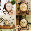 Iron Mute Clock Retro Living Room Decoration Clock(White)