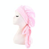 TJM-301-1 Faux Silk Adjustable Stretch Wide-Brimmed Night Hat Satin Ribbon Round Hat Shower Cap Hair Care Hat, Size: Free Size(Pink)