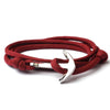 Alloy Anchor Charm Multilayer Leather Friendship Bracelets (Wine Red)