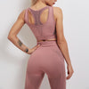 Women Sports Bra and Leggings Two-Piece Set Yoga Wear Fitness Set, Size: M(Pink)