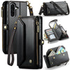 For Samsung Galaxy A36 CaseMe C36 Card Slots Zipper Wallet RFID Anti-theft Leather Phone Case(Black)