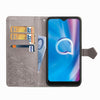 For  Alcatel 1S (2020) Embossed Mandala Pattern TPU + PU Horizontal Flip Leather Case with Holder & Three Card Slots & Wallet(Gray)