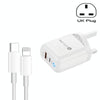 PD04 Type-C + USB Mobile Phone Charger with Type-C to 8 Pin Cable, UK Plug(White)