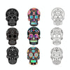 1 Sets Children Colorful Skull Head Halloween Scratch Painting DIY Ornaments Flower Skull Sticker(12 PCS / Set)