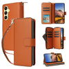 For Samsung Galaxy A25 Nine-card Slots Zipper Wallet Bag Leather Phone Case(Brown)